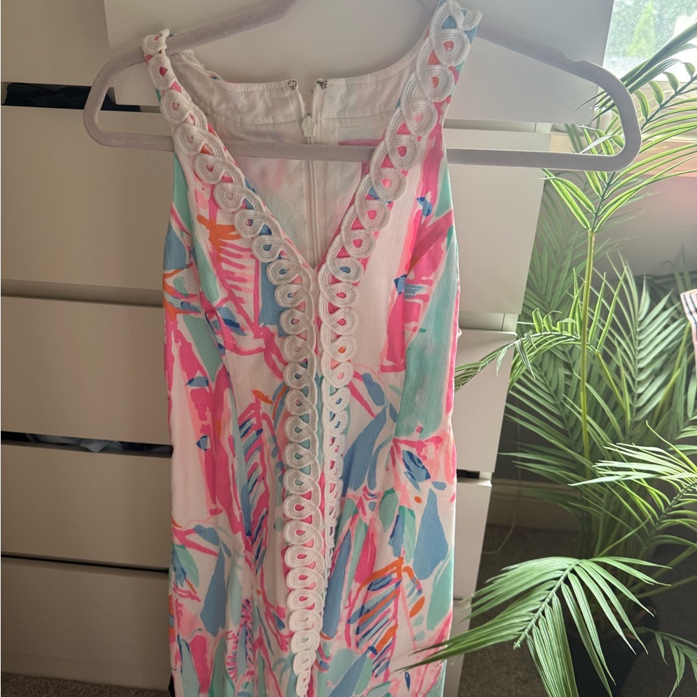 Lilly Pulitzer Pink and Blue Dress with Lace Detail